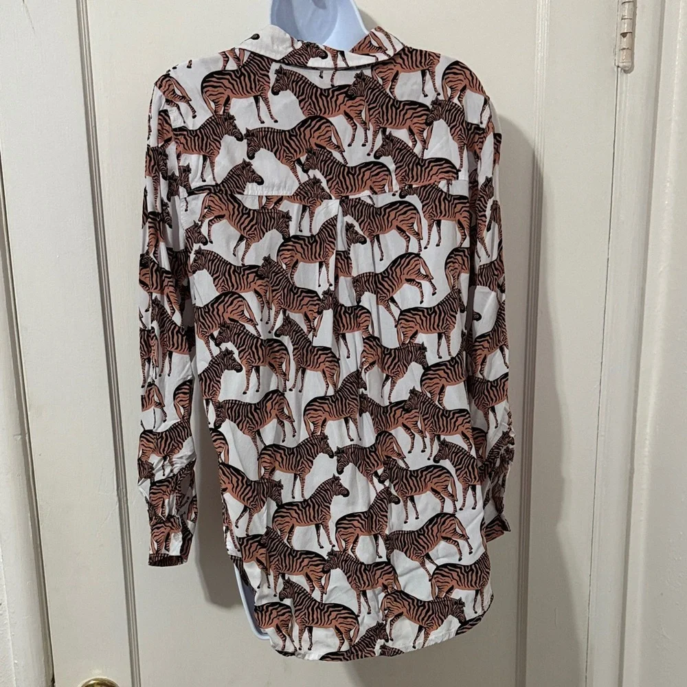 *Last Chance* Jane and Delancey Zebra Print Button Down Shirt - Picture 9 of 15